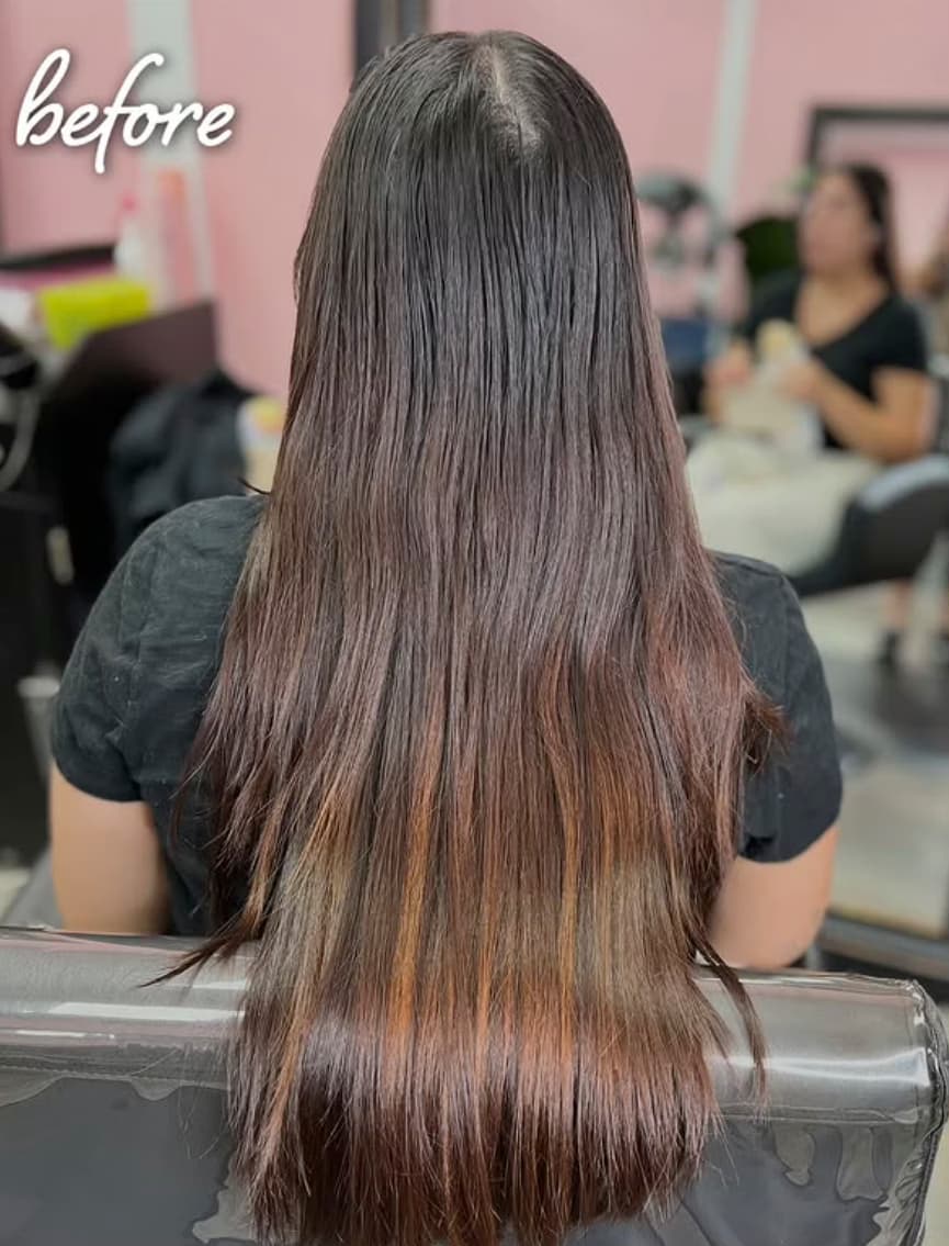 Antes — Transformación Rezo Cut en Chic Salon Charlotte